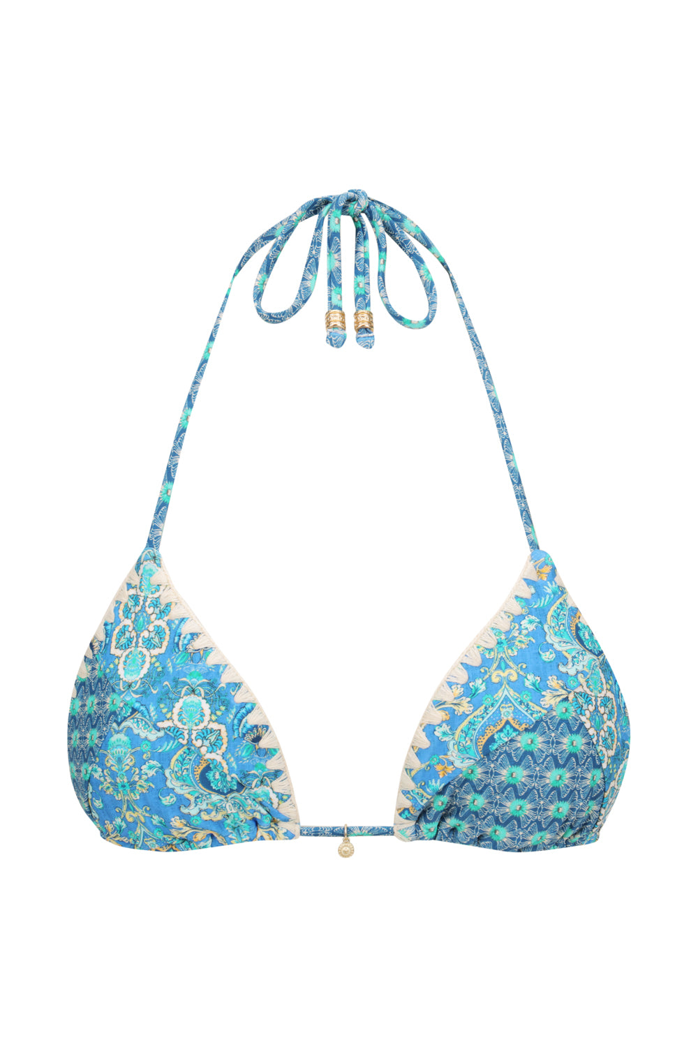 Palermo Triangle Bikini Top - Aqua Patchwork
